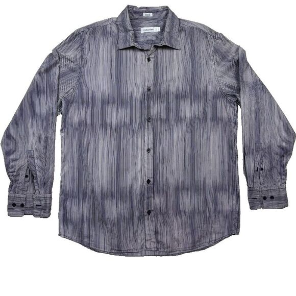 Calvin Klein Collection Other - Calvin Klein 100% Cotton Blue/White Striped Long-Sleeve Button-Up Shirt, Large